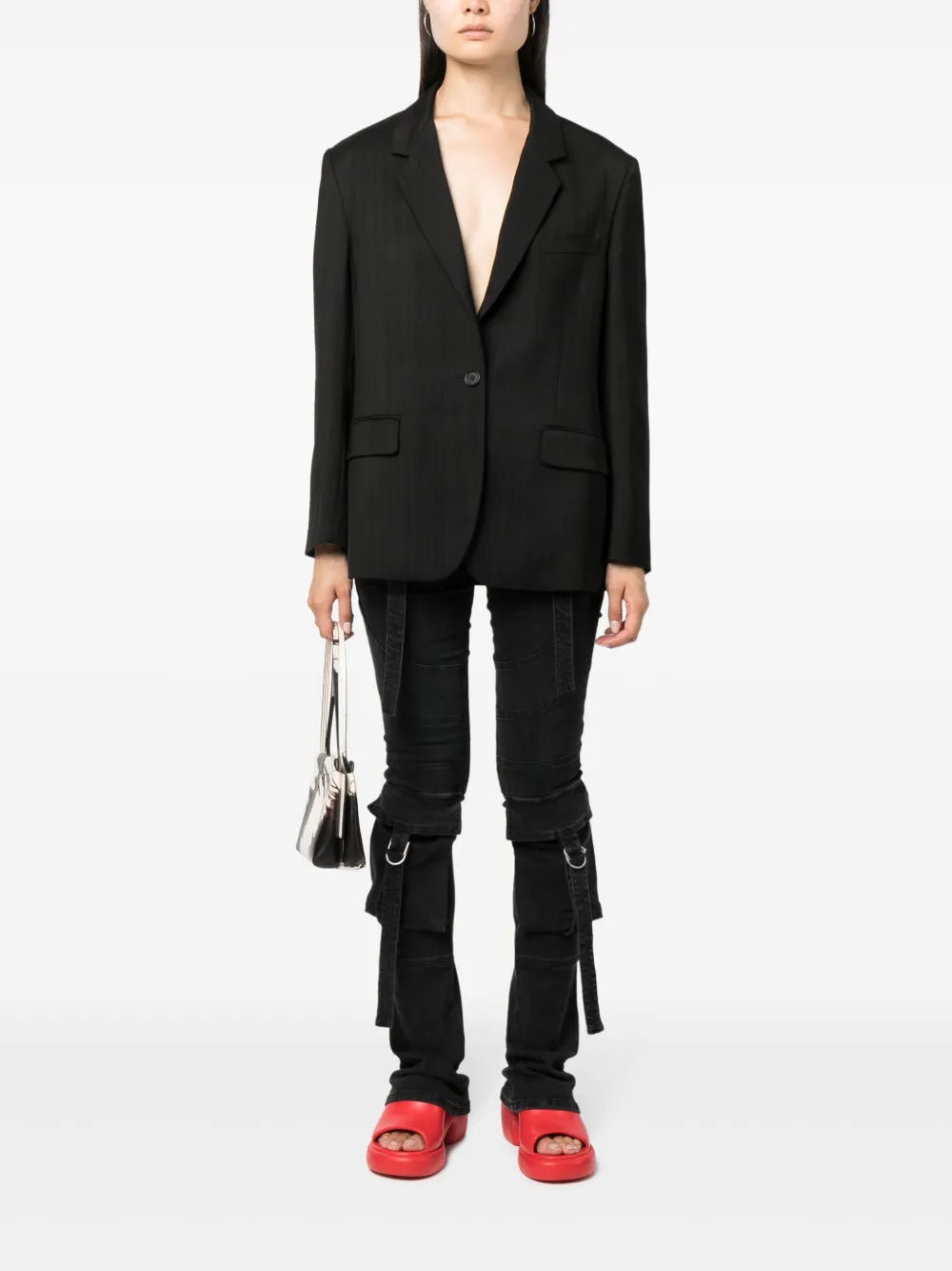 Notched-Lapels Single-Breasted Blazer