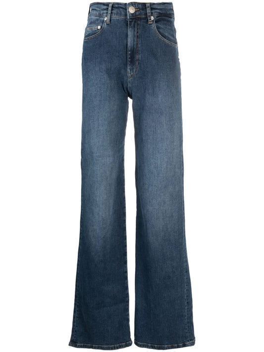 Star-Embroidered Straight-Leg Jeans