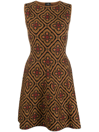 Floral-Jacquard Minidress