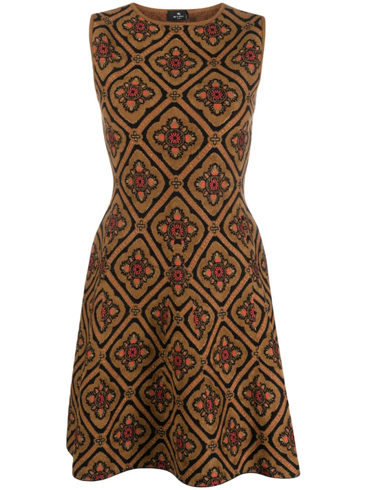 Floral-Jacquard Minidress