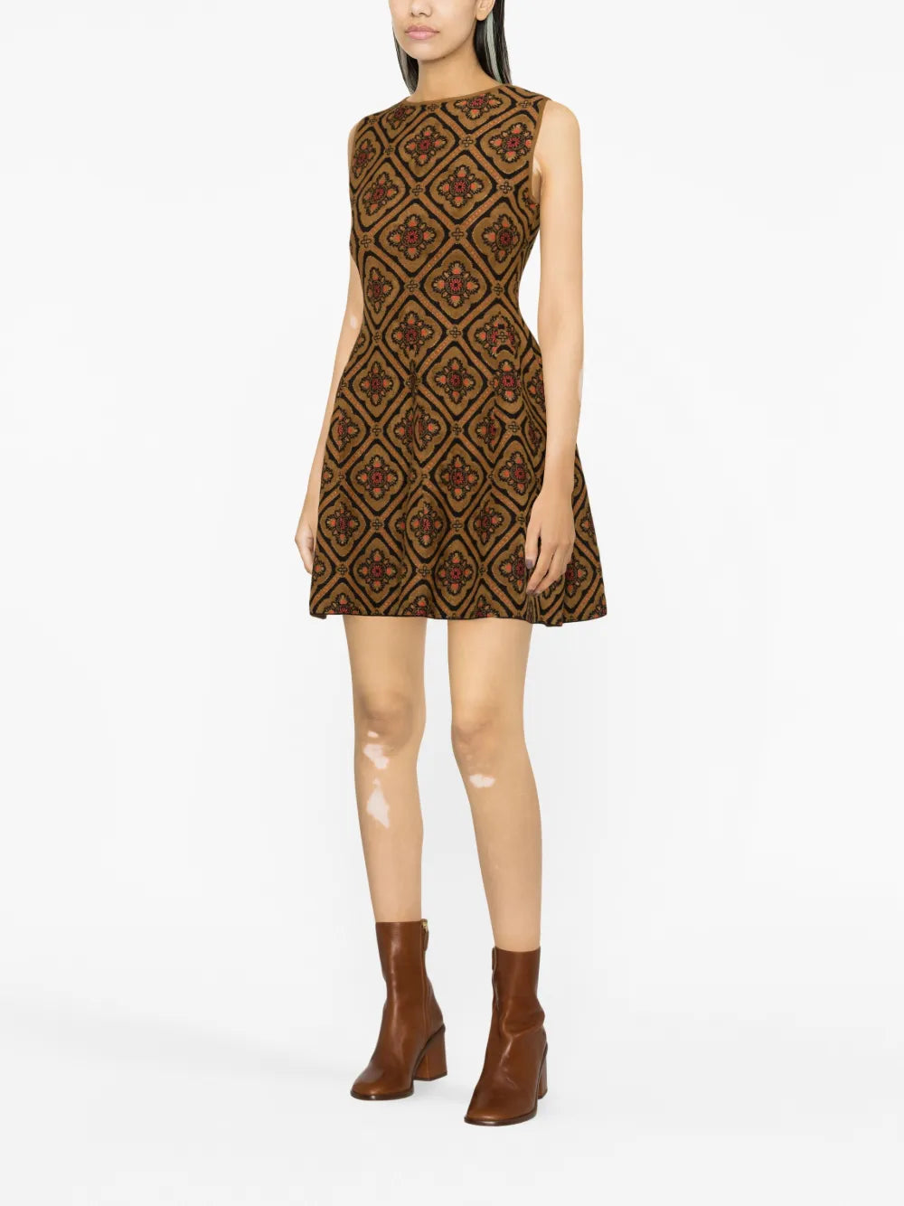 Floral-Jacquard Minidress