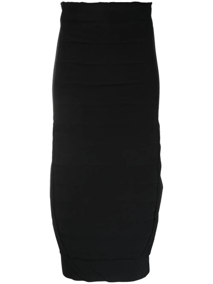 Padded Zip-Up Midi Skirt