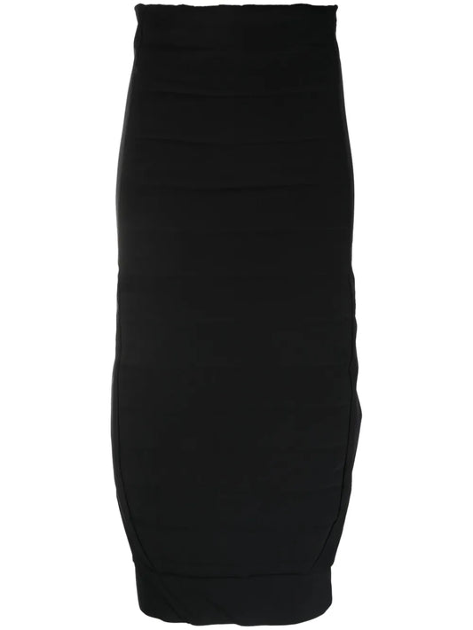 Padded Zip-Up Midi Skirt