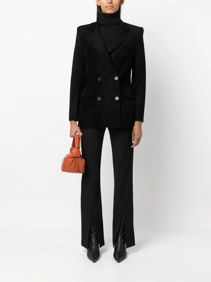 Notched-Lapel Double-Breasted Blazer