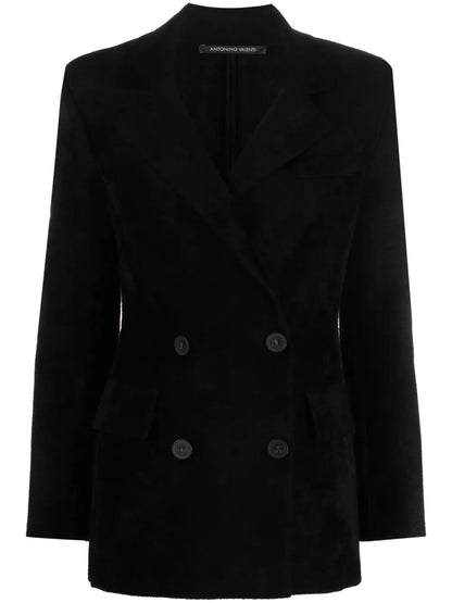 Notched-Lapel Double-Breasted Blazer
