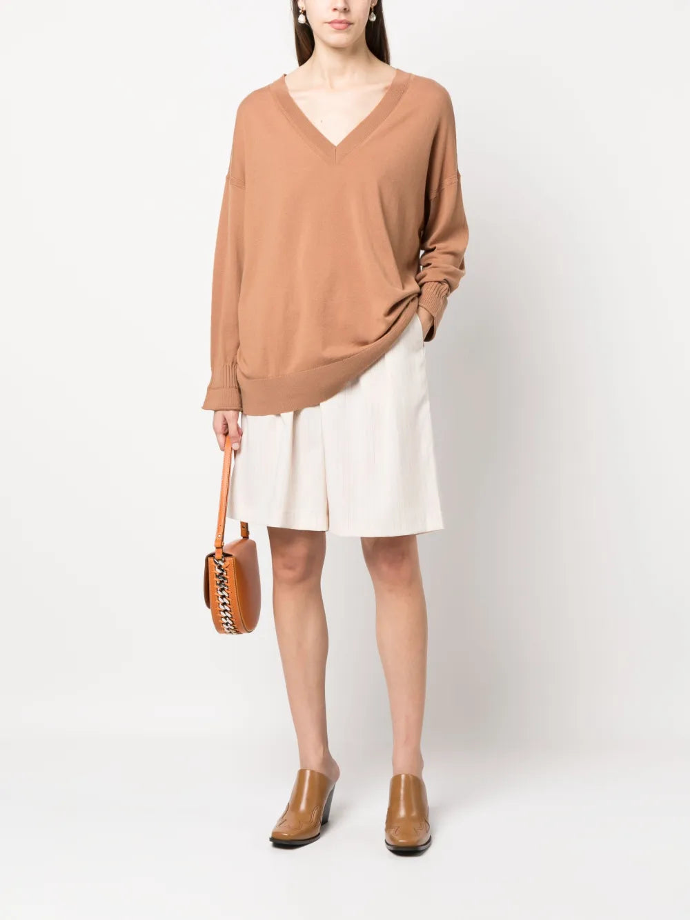 Logo-Plaque V-Neck Knitted Jumper