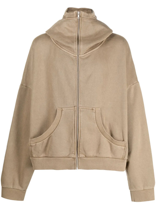 Zip-Fastening Cotton Hoodie