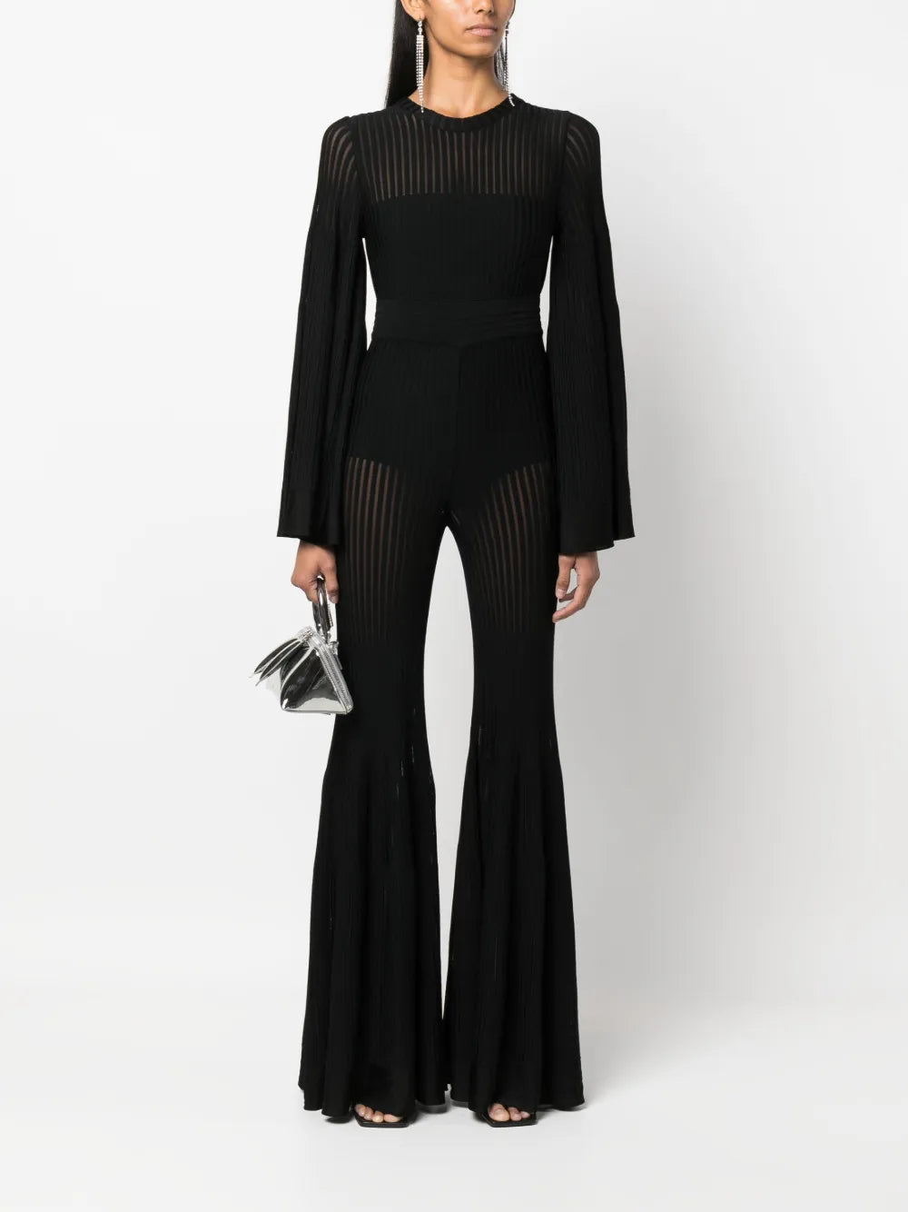 Desiree Ribbed Flared-Design Jumpsuit