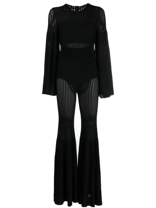 Desiree Ribbed Flared-Design Jumpsuit