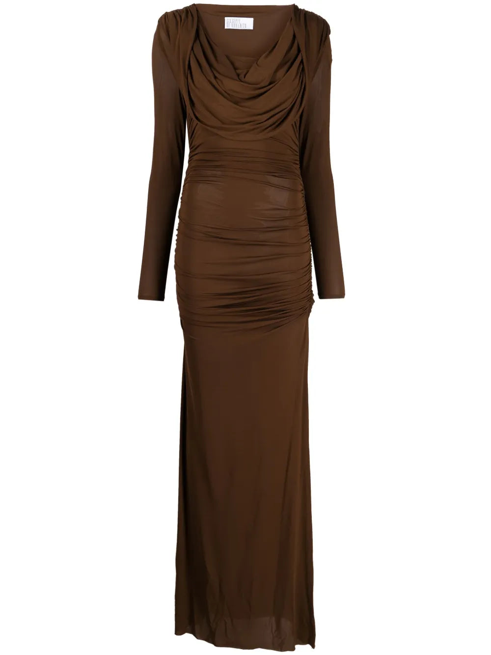 Cowl-Neck Draped Maxi Dress