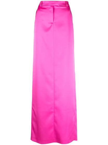 Mid-Rise Satin-Finish Maxi Skirt