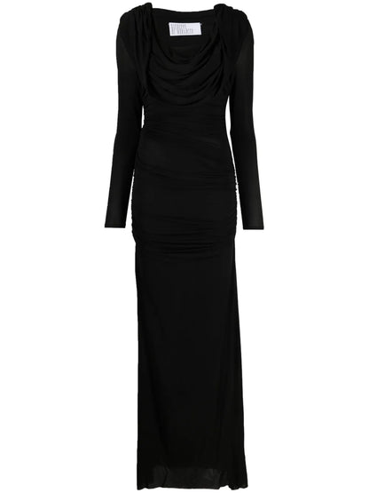 Cowl-Neck Draped Maxi Dress