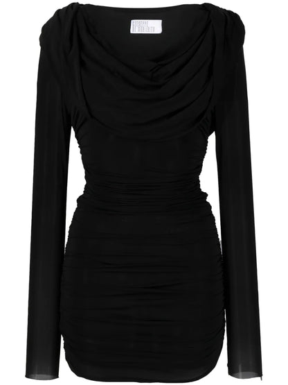 Cowl-Neck Ruched Minidress