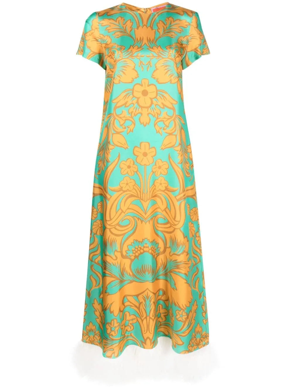 Swing Floral-Print Trimmed Dress