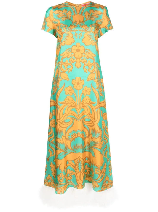 Swing Floral-Print Trimmed Dress