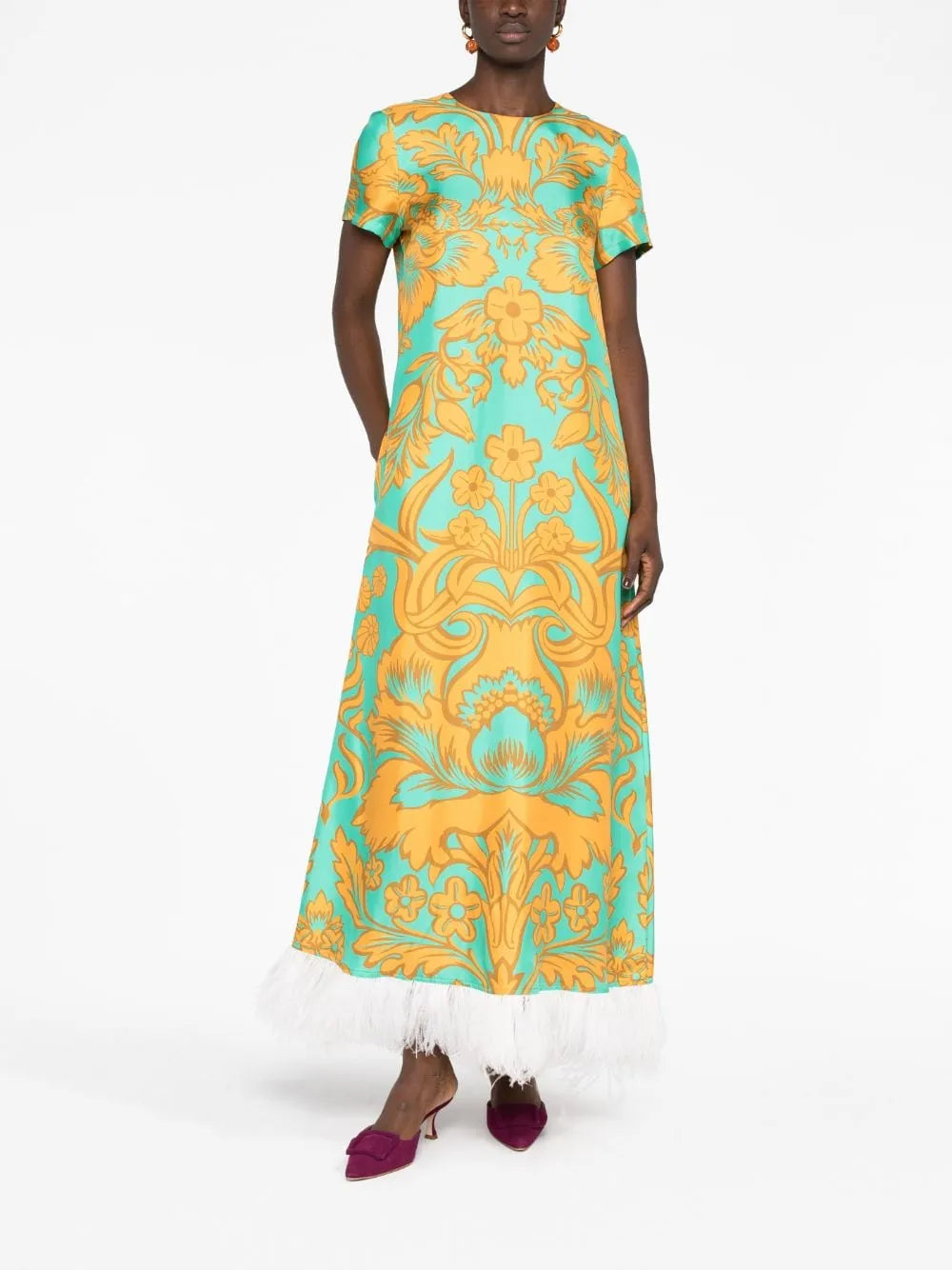 Swing Floral-Print Trimmed Dress