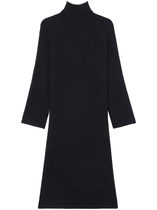High-Neck Ribbed Dress