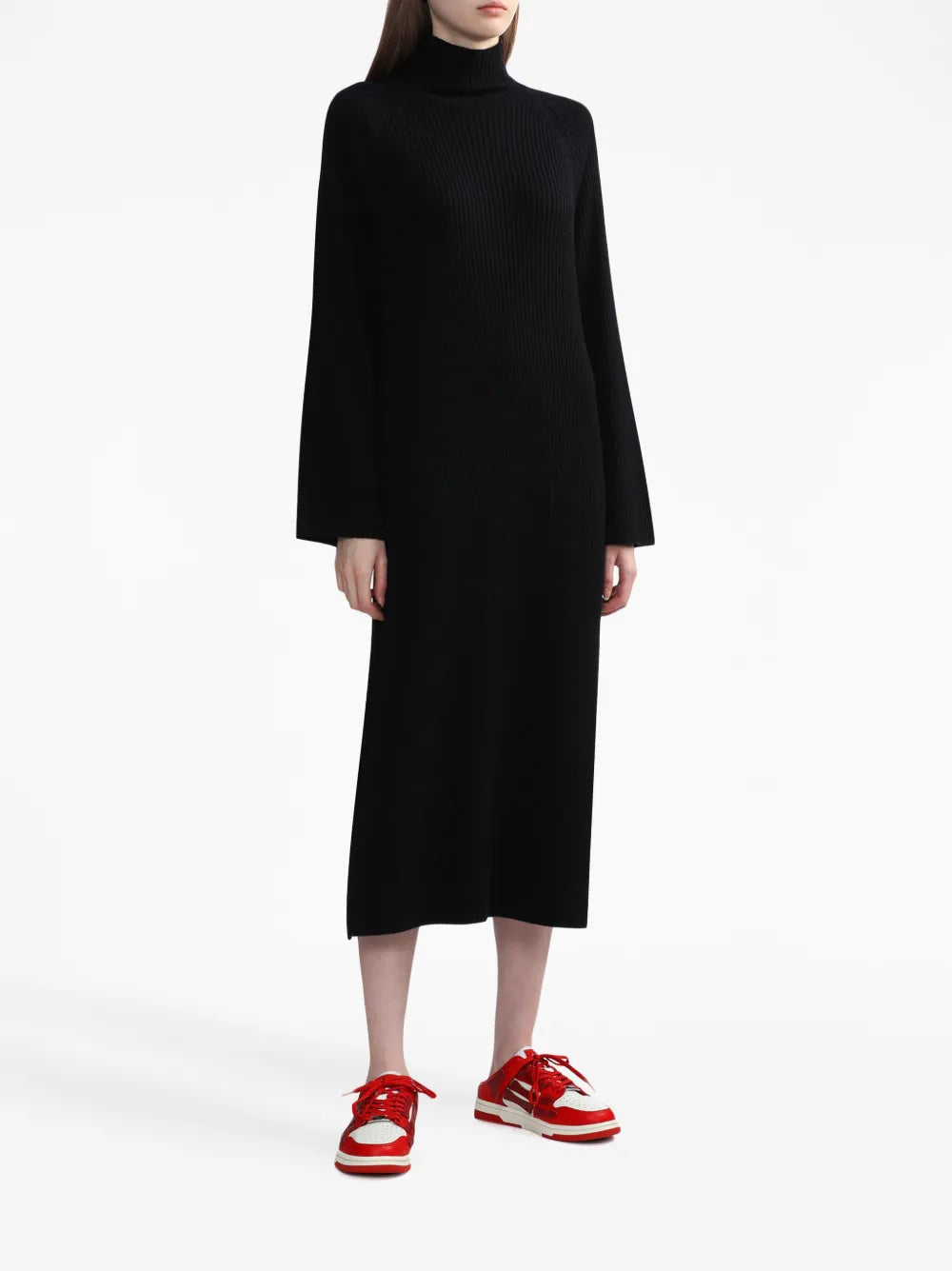 High-Neck Ribbed Dress