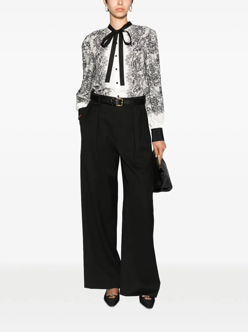 Lace-Print Buttoned Shirt