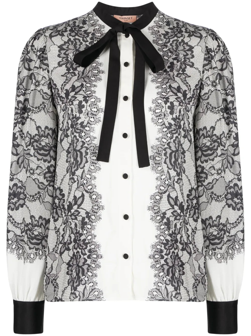 Lace-Print Buttoned Shirt