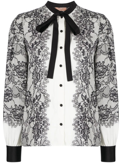 Lace-Print Buttoned Shirt
