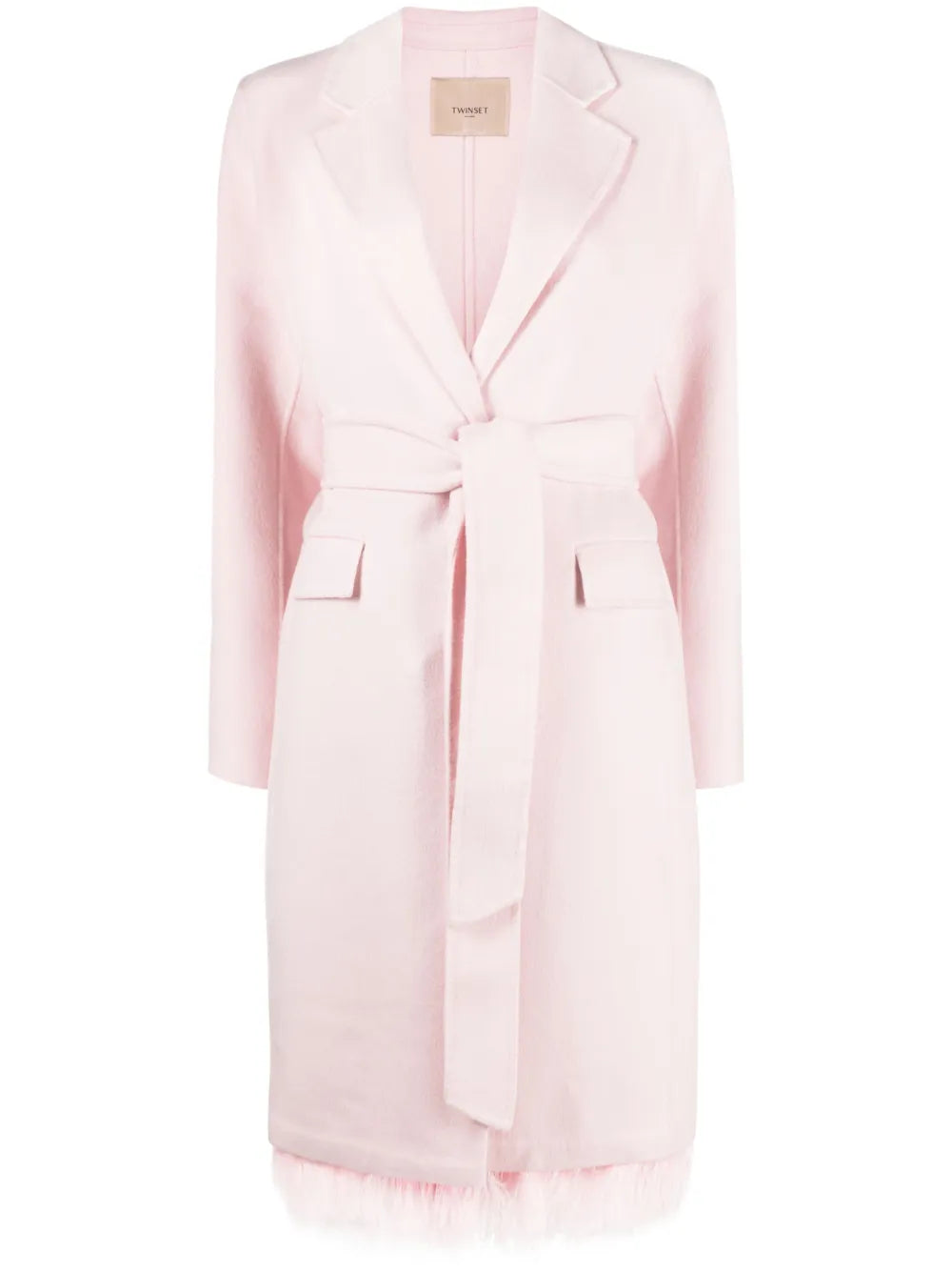 Feather-Hem Wool-Blend Coat