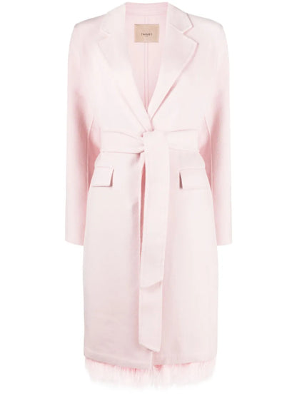Feather-Hem Wool-Blend Coat