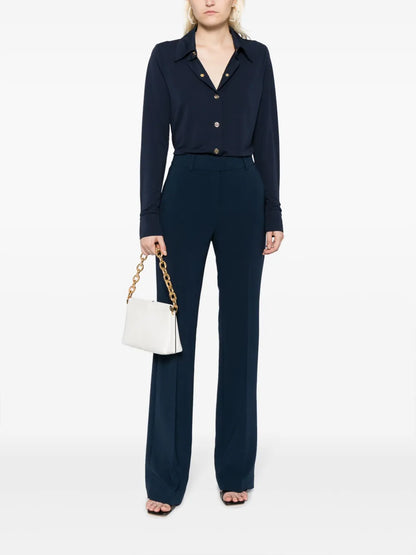 Pressed-Crease Flared Trousers