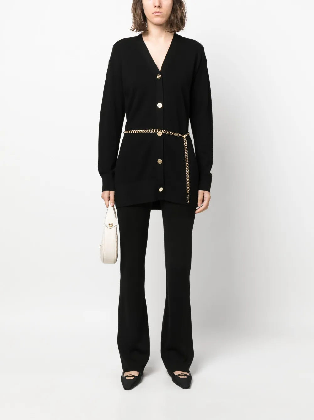 Chain-Belt Knitted Cardigan