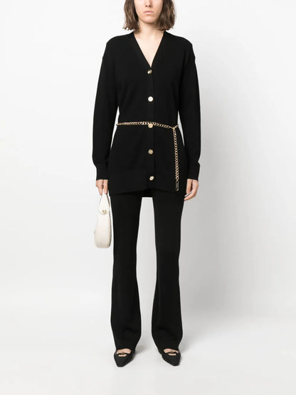Chain-Belt Knitted Cardigan