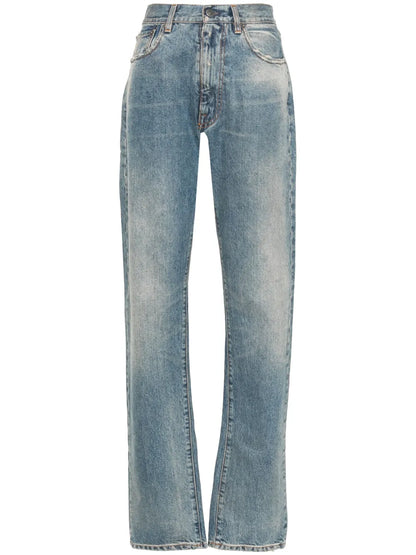 Distressed Straight-Leg Jeans