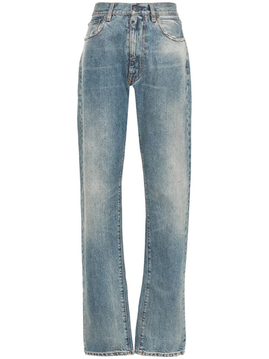 Distressed Straight-Leg Jeans