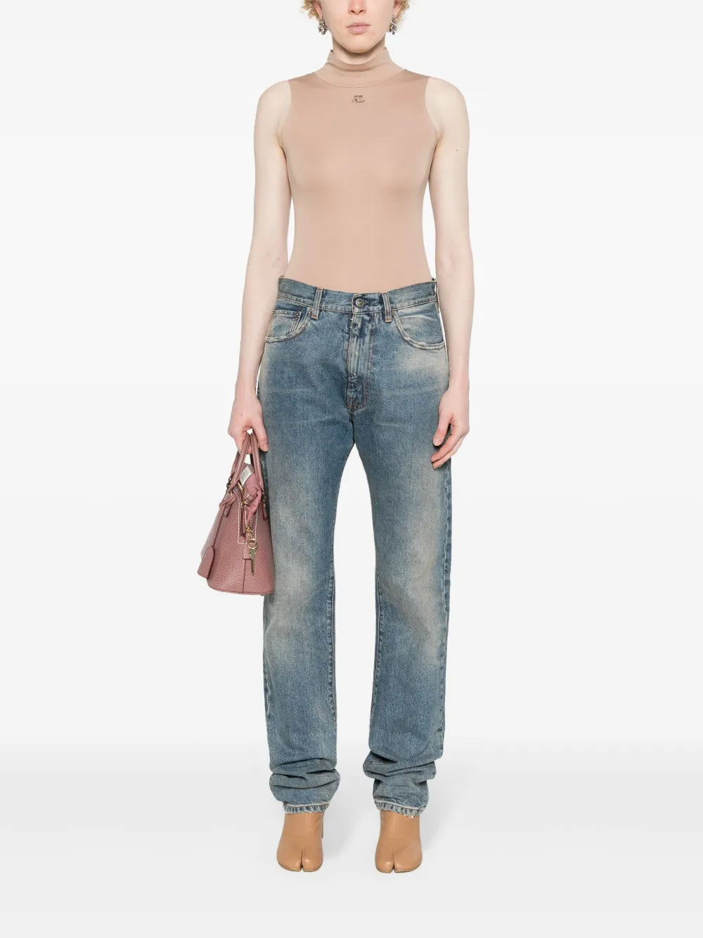 Distressed Straight-Leg Jeans
