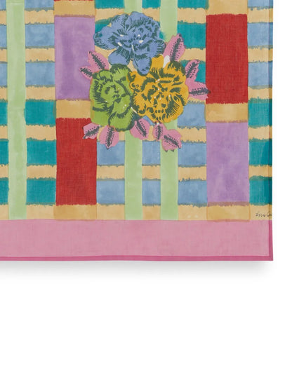 Ankara Aqua Floral-Print Beach Towel