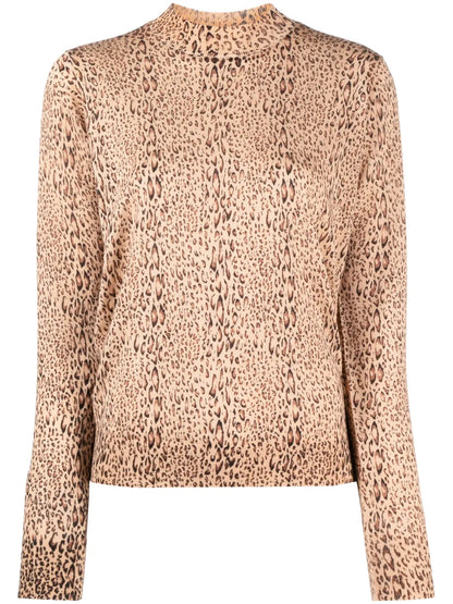 Leopard-Print Fine-Knit Jumper