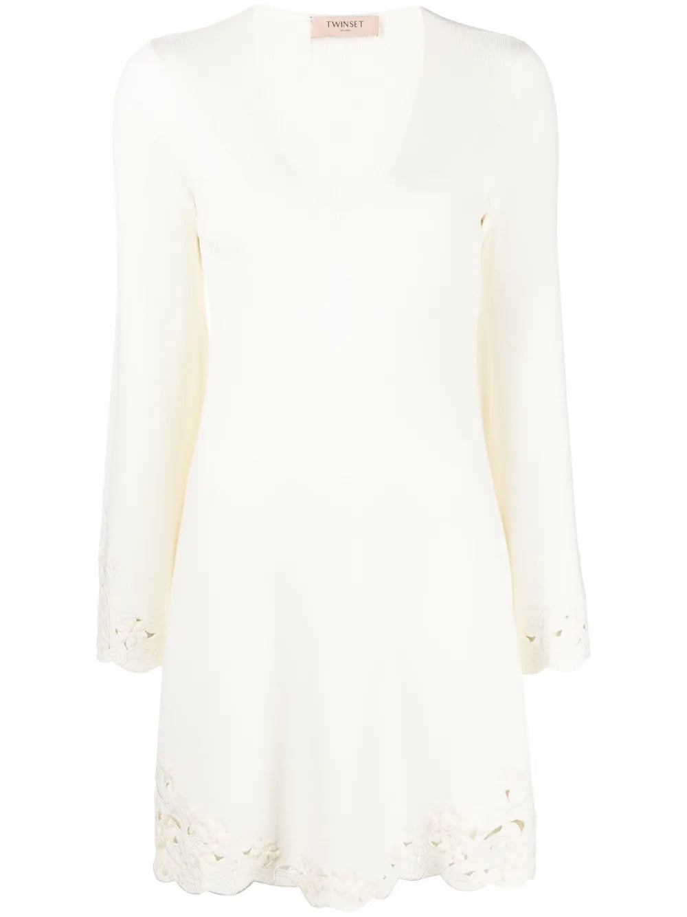 Floral-Embroidered Knitted Minidress