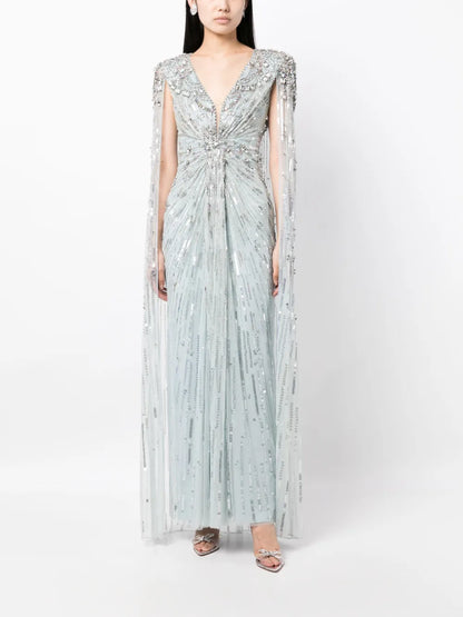 Lotus Lady Sequin-Embellished Gown