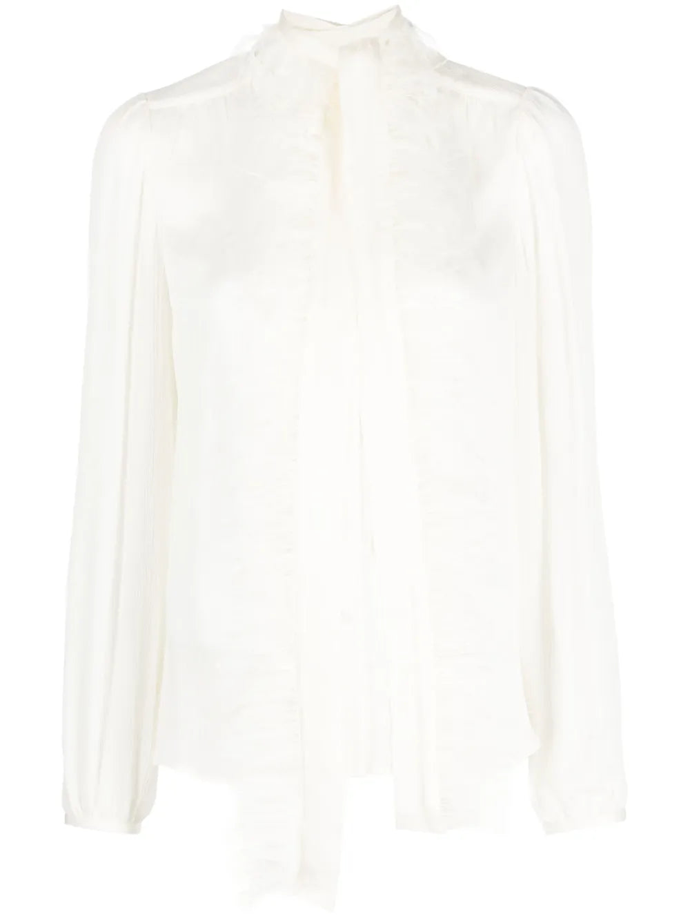Layered Feather-Trim Blouse