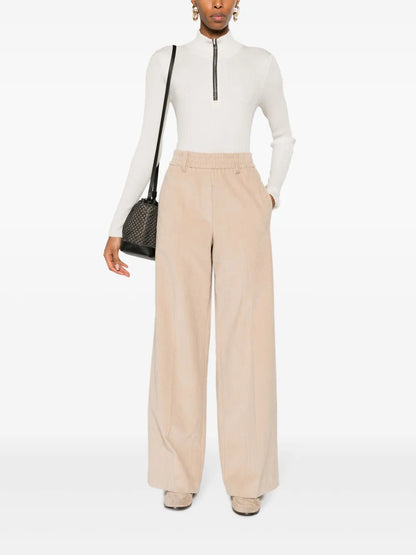 Ribbed-Knit Half-Zip Top