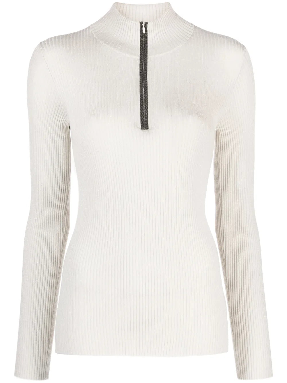 Ribbed-Knit Half-Zip Top