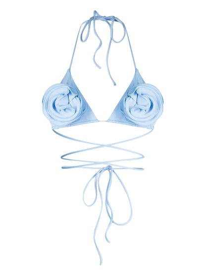 Floral-Appliqué Bikini Top