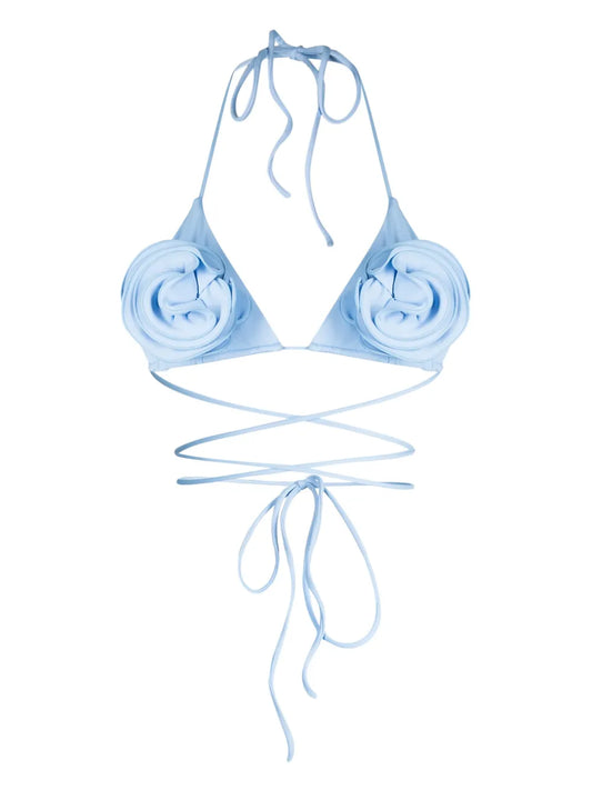 Floral-Appliqué Bikini Top