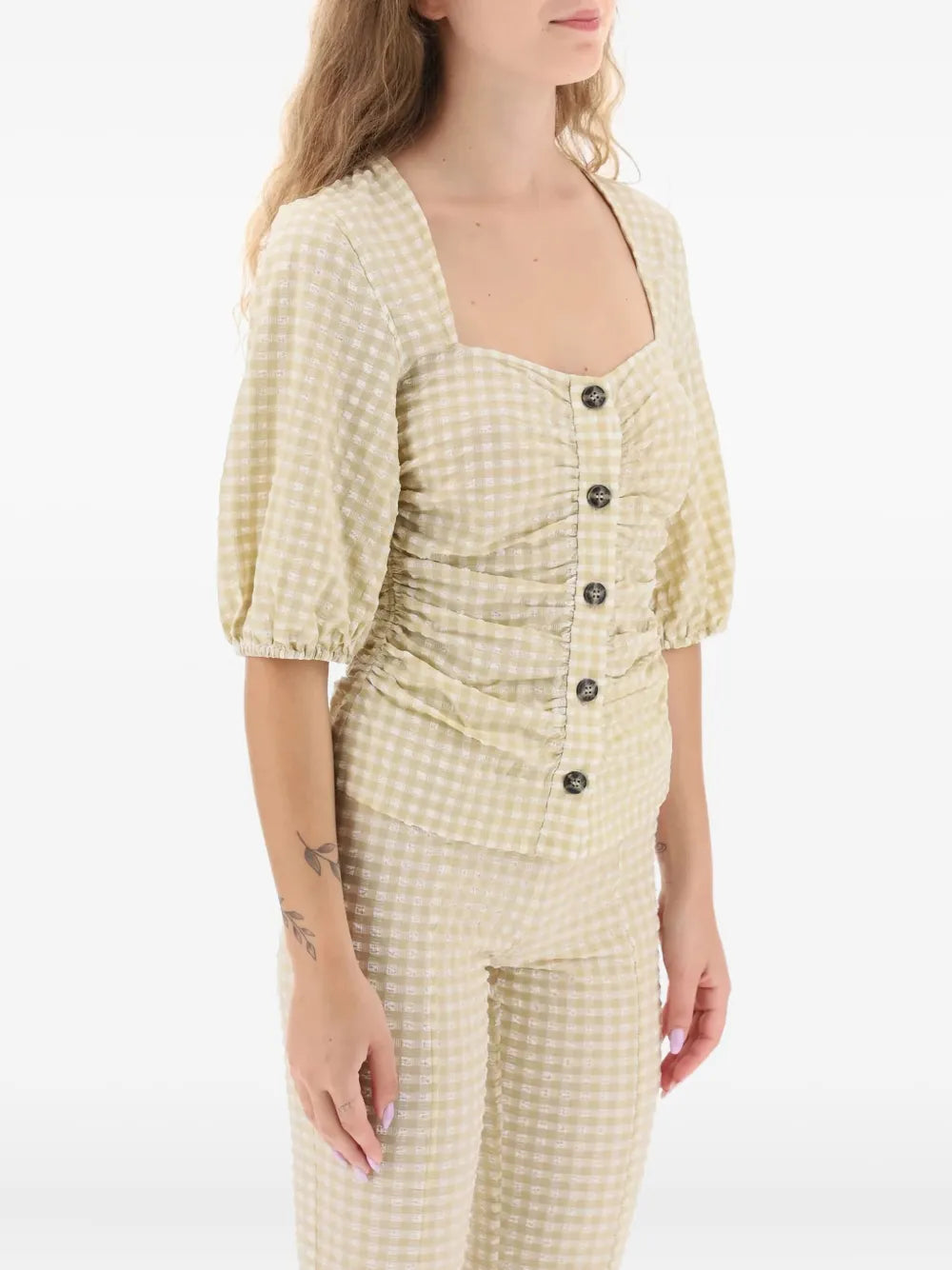Check-Print Blouse