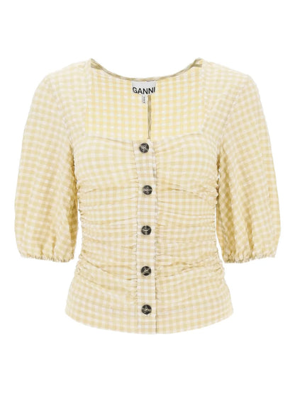 Check-Print Blouse