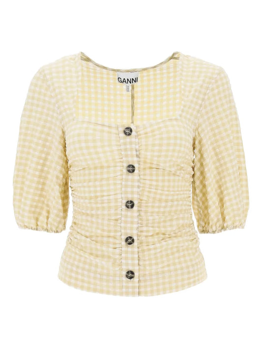Check-Print Blouse
