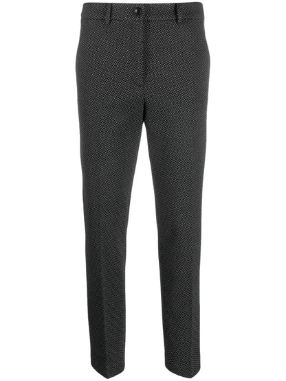 Monogram-Pattern Tapered-Leg Trousers