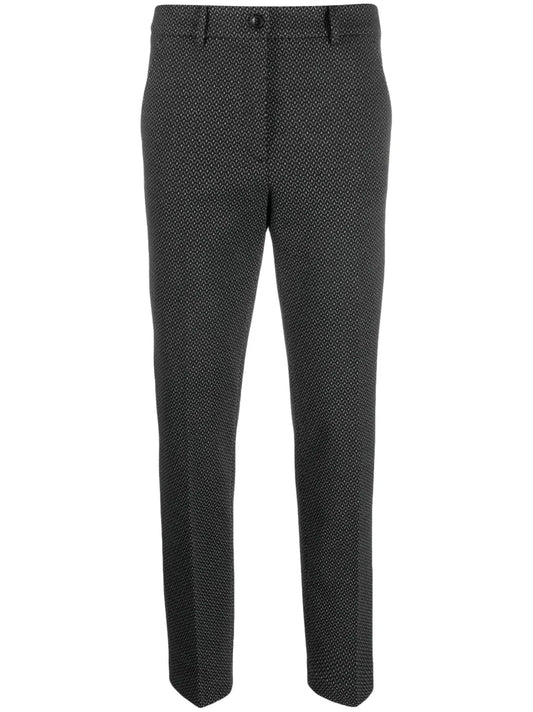Monogram-Pattern Tapered-Leg Trousers