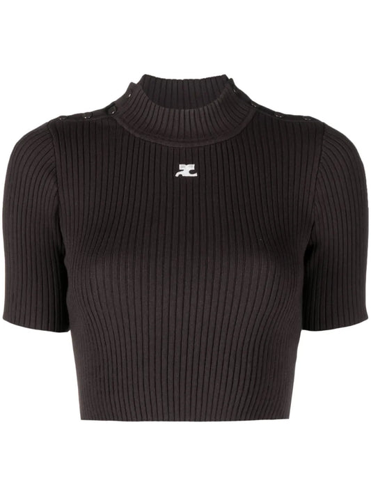 Logo-Embroidered Ribbed Crop Top