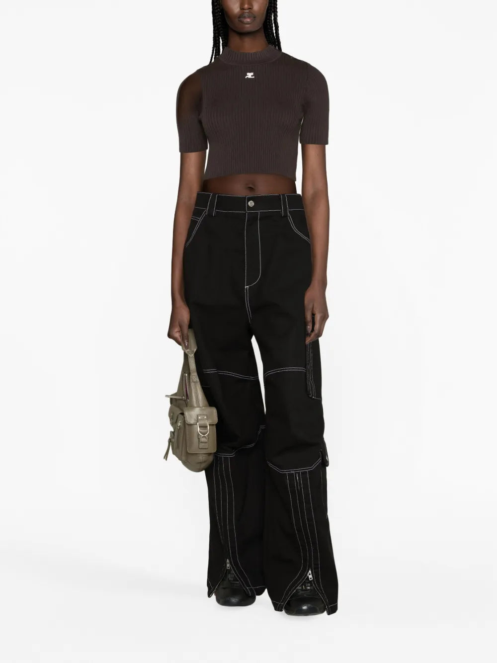 Logo-Embroidered Ribbed Crop Top
