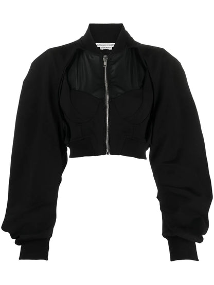 Cut-Out Cropped Bomber Jacket